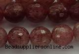 CBQ333 15.5 inches 10mm faceted round strawberry quartz beads