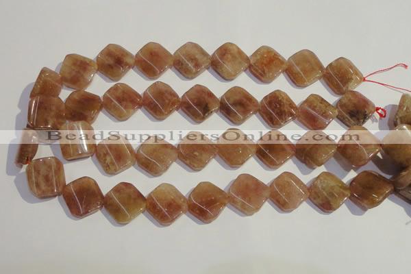 CBQ35 15.5 inches 18*18mm faceted diamond strawberry quartz beads