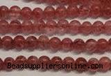 CBQ351 15.5 inches 6mm round natural strawberry quartz beads