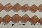 CBQ36 15.5 inches 11mm carved flower strawberry quartz beads