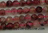 CBQ410 15.5 inches 4mm faceted round strawberry quartz beads