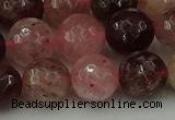 CBQ414 15.5 inches 12mm faceted round strawberry quartz beads