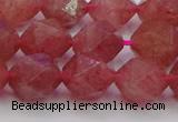 CBQ434 15.5 inches 12mm faceted nuggets strawberry quartz beads