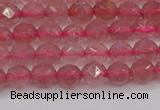 CBQ436 15.5 inches 6mm faceted nuggets strawberry quartz beads