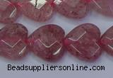 CBQ469 15.5 inches 12mm faceted heart strawberry quartz beads