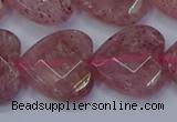 CBQ471 15.5 inches 16mm faceted heart strawberry quartz beads