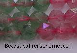 CBQ682 15.5 inches 8mm faceted nuggets mixed strawberry quartz beads