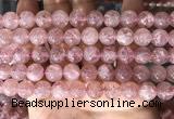 CBQ708 15.5 inches 10mm round strawberry quartz beads wholesale