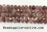 CBQ711 15.5 inches 6*10mm - 8*11mm faceted tyre strawberry quartz beads