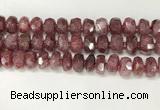 CBQ712 15.5 inches 6*12mm - 8*13mm faceted tyre strawberry quartz beads