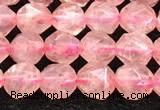 CBQ718 15.5 inches 6mm faceted nuggets strawberry quartz beads