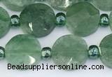 CBQ754 15.5 inches 10mm faceted coin green strawberry quartz beads