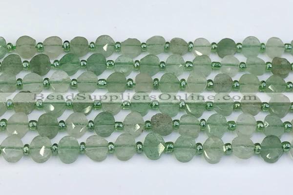 CBQ756 15.5 inches 6*8mm faceted oval green strawberry quartz beads