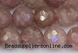 CBQ763 15 inches 9mm faceted round strawberry quartz beads