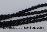 CBS01 15.5 inches 4mm round black stone beads wholesale