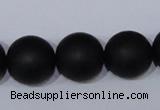 CBS07 15.5 inches 16mm round black stone beads wholesale