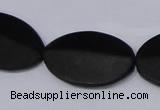 CBS12 15.5 inches 18*25mm oval black stone beads wholesale