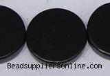 CBS20 15.5 inches 30mm coin black stone beads wholesale