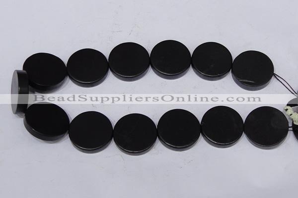 CBS20 15.5 inches 30mm coin black stone beads wholesale