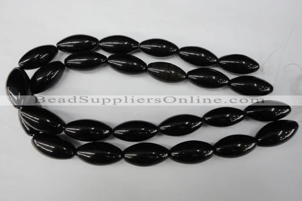 CBS204 15.5 inches 15*30mm rice blackstone beads wholesale