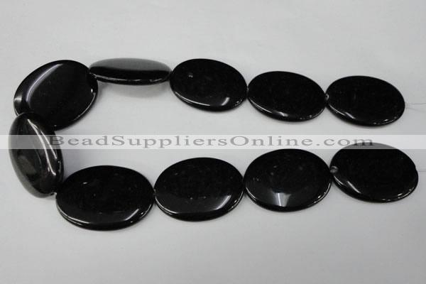 CBS256 15.5 inches 30*40mm oval blackstone beads wholesale