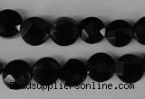 CBS292 15.5 inches 10mm faceted coin blackstone beads wholesale