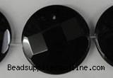 CBS300 15.5 inches 35mm faceted coin blackstone beads wholesale