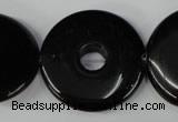 CBS338 15.5 inches 28mm donut blackstone beads wholesale