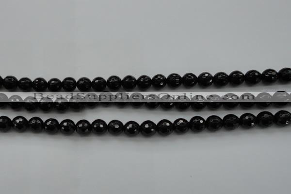 CBS523 15.5 inches 8mm faceted round A grade black spinel beads