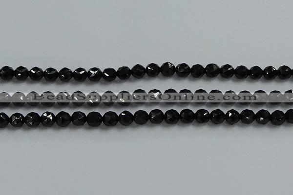 CBS525 15.5 inches 6mm faceted round natural black spinel beads