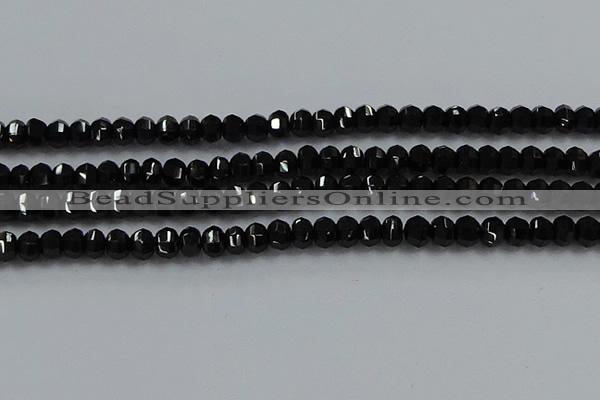 CBS529 15.5 inches 3*5mm lantern-shaped natural black spinel beads