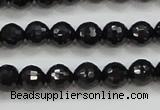 CBS556 15.5 inches 6mm faceted round AA grade black spinel beads