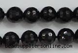 CBS557 15.5 inches 8mm faceted round AA grade black spinel beads