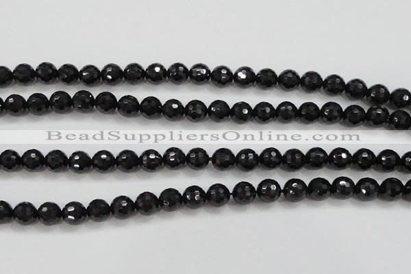 CBS557 15.5 inches 8mm faceted round AA grade black spinel beads