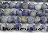 CBS616 15 inches 4mm round matte blue spot stone beads