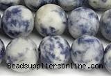 CBS618 15 inches 8mm round matte blue spot stone beads