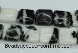 CBW133 15.5 inches 12*12mm square black & white jasper beads