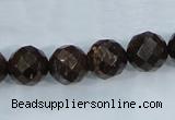 CBZ107 15.5 inches 14mm faceted round bronzite gemstone beads