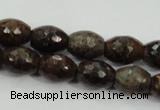 CBZ108 15.5 inches 10*13mm faceted rice bronzite gemstone beads