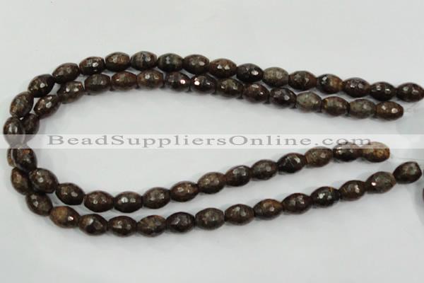 CBZ108 15.5 inches 10*13mm faceted rice bronzite gemstone beads