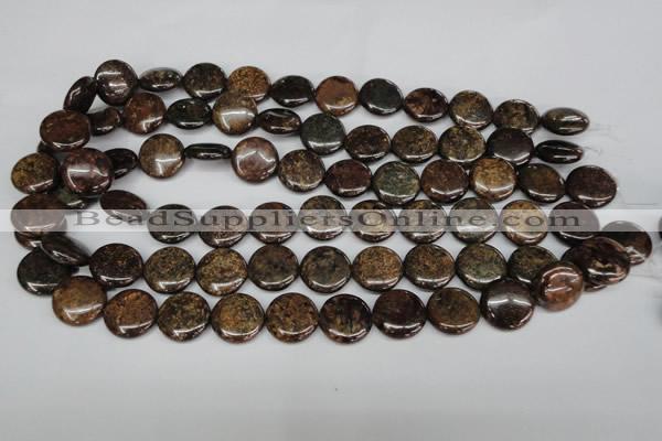 CBZ211 15.5 inches 16mm flat round bronzite gemstone beads