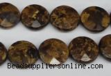 CBZ431 15.5 inches 15mm faceted coin bronzite gemstone beads