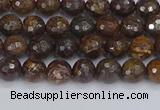 CBZ610 15.5 inches 4mm faceted round bronzite gemstone beads