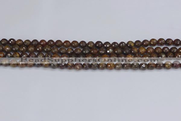 CBZ611 15.5 inches 6mm faceted round bronzite gemstone beads