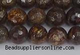 CBZ613 15.5 inches 10mm faceted round bronzite gemstone beads