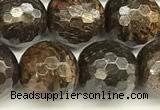 CBZ632 15 inches 10mm faceted round bronzite beads wholesale