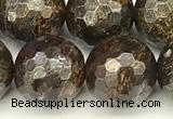 CBZ633 15 inches 12mm faceted round bronzite beads wholesale