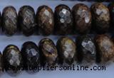 CBZ67 15.5 inches 8*16mm faceted rondelle bronzite gemstone beads