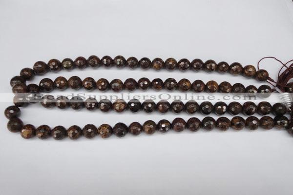 CBZ95 15.5 inches 10mm faceted round bronzite gemstone beads