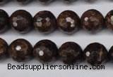 CBZ96 15.5 inches 12mm faceted round bronzite gemstone beads